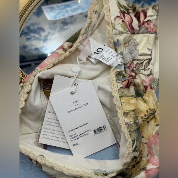 🆕 ZIMMERMANN KIDS 🧿 NWOT Waverly Knit Bandeau Bikini, Mismatched Floral Sz 10Y - Picture 13 of 14